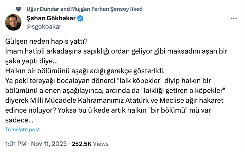 sahan gokbakar dan ataturk e hakaret eden donerci mustafa atmaca ile ilgili sert ifadeler kullandi